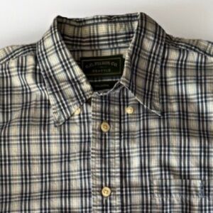 C.C. Filson Shirt Men's Large Blue Plaid Check Lightweight Button Up Cotton
